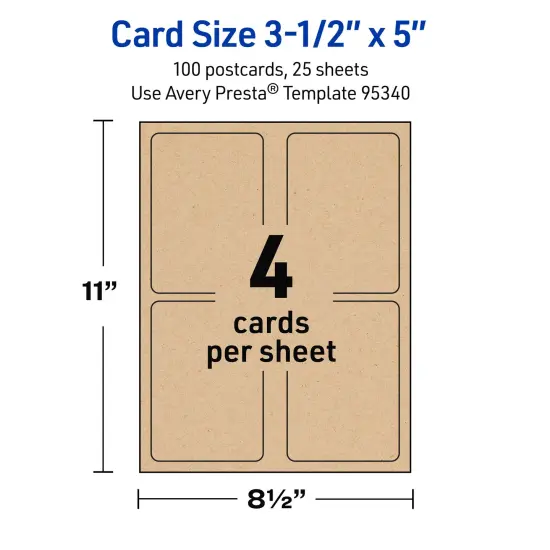 Avery Kraft Brown Postcards, 3-1/2" x 5" Rectangle Rounded Corners {5}