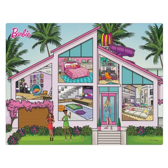 Imaginmat: Jumbo - Barbie Dream House - Floor Playmat & 2 Dog Friends, 47 x 61", 2 Animal Figures, Durable EVA Foam Mat, Portable, Licensed, Kids 3+ {1}