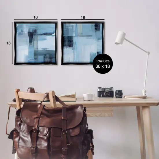 Stupell Industries Blue Abstract Linear Details 2pc Floater Framed Canvas Wall Art Set Design by Susan Jill {9}