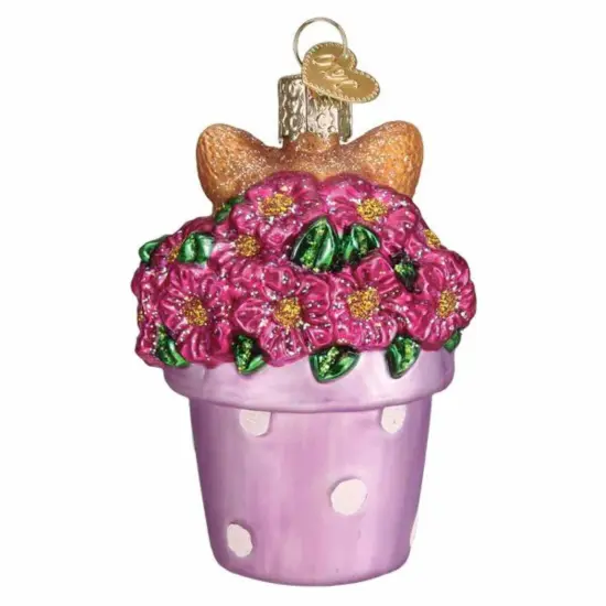 Old World Christmas 3.25 In Kitten In Flower Pot Tree Ornament , Spring Flowers Cat Multicolored {2}