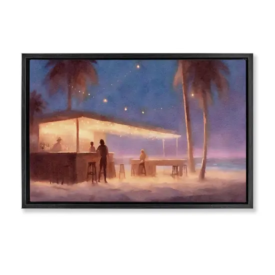 Stupell Industries Evening Beach Bar Floater Framed Canvas Wall Art Design by Noah Bay {1}
