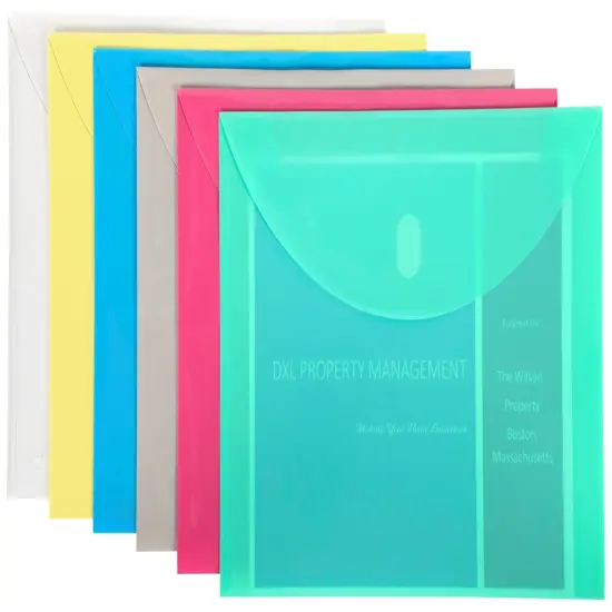 C-Line Poly Envelopes with Hook & Loop Closure, Letter Size, Assorted Colors, Pack of 36 {1}