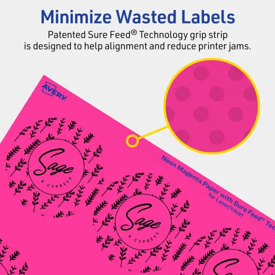 Avery Neon Magenta Paper Labels, 2.5" Diameter Round {4}