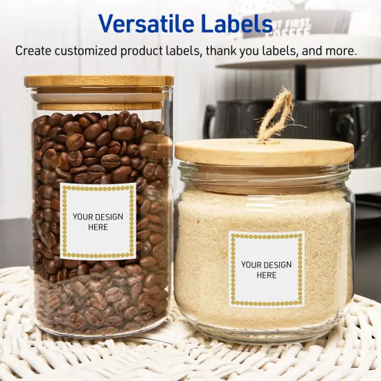 Avery Printable Square Labels, Gold Beads, 3" x 3", Matte White Square Labels, Permanent, Laser/Inkjet, 60ct, Great for Product Labels {6}