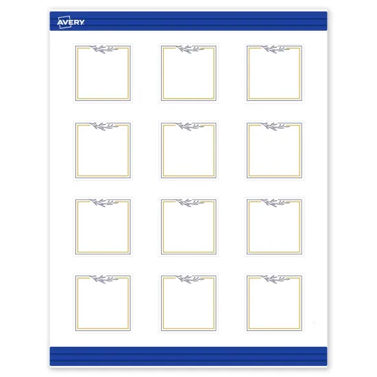 Avery Printable Square Cards, Gold & Navy Border with Florals, 2" x 2", Matte White Square Cards, Laser/Inkjet, 120ct, Great for Business Cards {1}