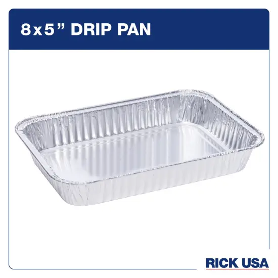 RICK USA: 8x5" Drip Pan - 25 Pack - Disposable Aluminum Foil, Multi-Purpose Baking & Cooking, Durable, Grill-Oven-Freezer-Dishwasher Safe, Recyclable {3}