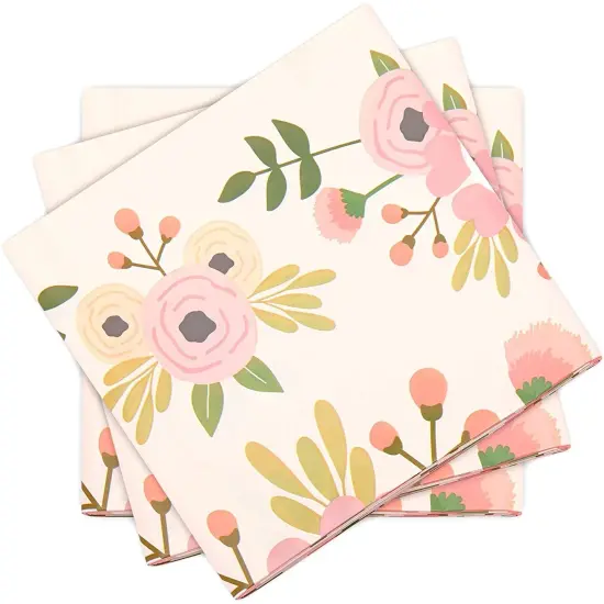 Pink Floral Plastic Tablecloth for Wedding (54 x 108 in, 3 Pack) {5}