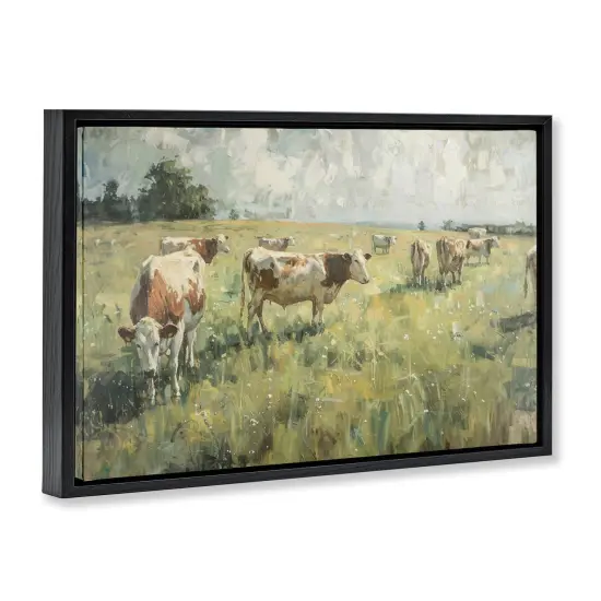 Stupell Industries Roaming Cows in Grasslands Floater Framed Canvas Wall Art Design by LSR Design Studio {3}