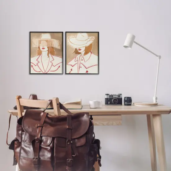 Stupell Industries Boho Cowgirls in Hats 2pc Framed Giclee Wall Art Set Design by Grace Popp {2}