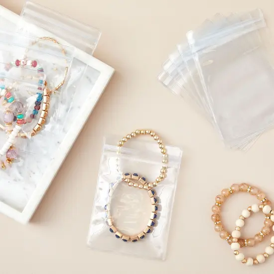 100 Pack Clear Plastic Bags for Jewelry, Earrings, Necklaces, Mini Resealable Bags for Small Business (3.5 x 5.15 In) {2}