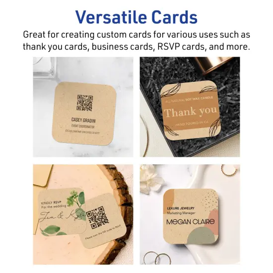 2-1/2" x 2-1/2" Square Rounded Corners, Kraft Brown Business Cards {3}