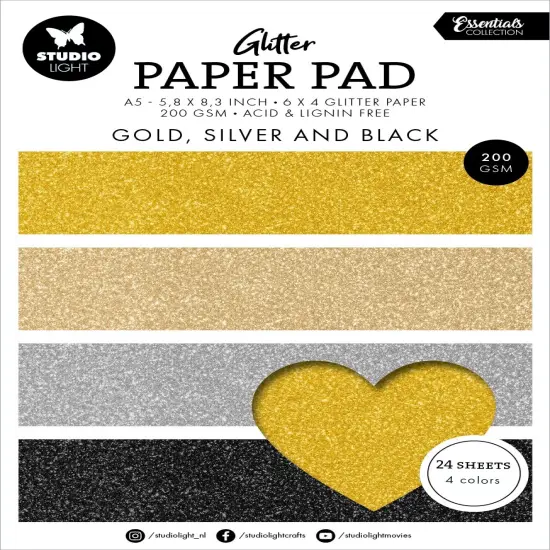 Studio Light Essentials Foil Paper Pad 5.86"X8.26" 24/Pkg-Nr.209, Gold / Silver / Black {1}