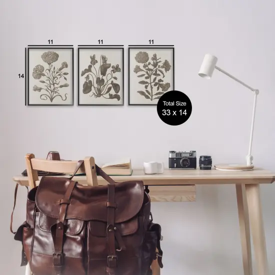 Stupell Industries Vintage Country Botanicals 3pc Framed Giclee Wall Art Set Design by Lil' Rue {3}