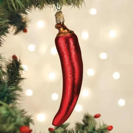 Old World Christmas 5.5 Inch Red Chili Pepper Tree Ornament , Spicey Ornament {3}