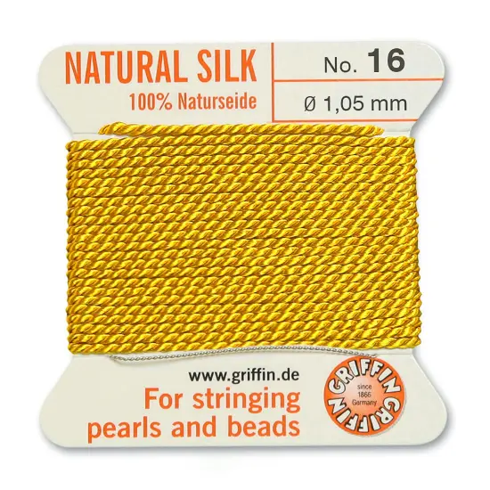 Size 16 Griffin Bead Cord 100% Natural Silk Yellow {2}