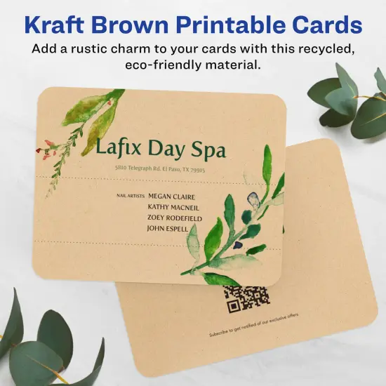 Avery 4-1/4" x 5-1/2" Rectangle Rounded Corner, Kraft Brown Postcards {2}