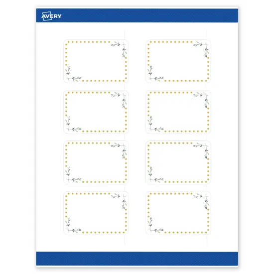Avery Printable Rectangle Labels, Gold Dots with Green Florals, 2" x 3", Matte White Rectangle Labels, Permanent, Laser/Inkjet, 80ct, Great for Product Labels {1}