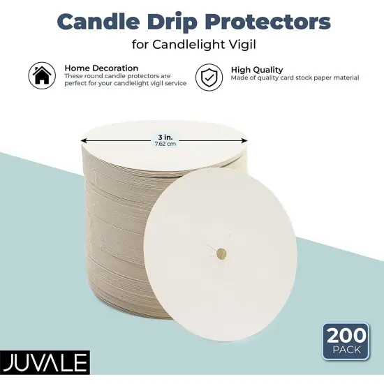 Candle Drip Protectors for Candlelight Vigil (3 in, 200 Pack) White {3}
