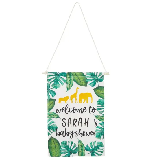 Custom Safari Baby Shower Decorations Canvas Welcome Sign with Sticker Sheets (3 Pieces) Green {6}