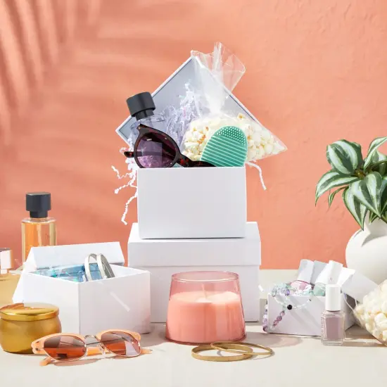 Stockroom Plus Set of 4 Sizes Square Nesting Gift Boxes with Lids for Presents, Stacking Decorative Goodie Box for Holidays, Wedding, Birthday, and Party Favors (White) {2}