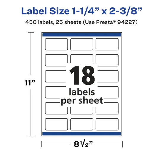Avery Glossy Clear Rectangle Labels with Sure Feed, 1-1/4" x 2-3/8" {5}