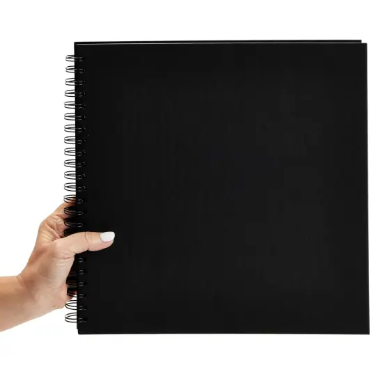 12x12 Hardcover Scrapbook - Blank Wedding Guest Book, DIY Photo Album, Black Spiral Bound Cardboard Cover Sketchbook for Kids Craft, Diary Journal - Square - 40 Sheets {5}