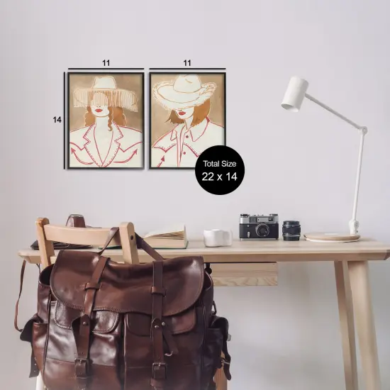 Stupell Industries Boho Cowgirls in Hats 2pc Framed Giclee Wall Art Set Design by Grace Popp {3}