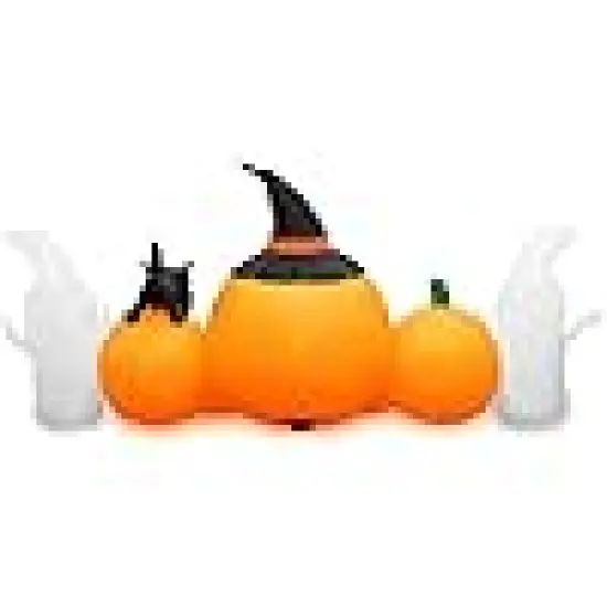 Pumpkin Lanterns with White Ghosts and Black Cat {5}