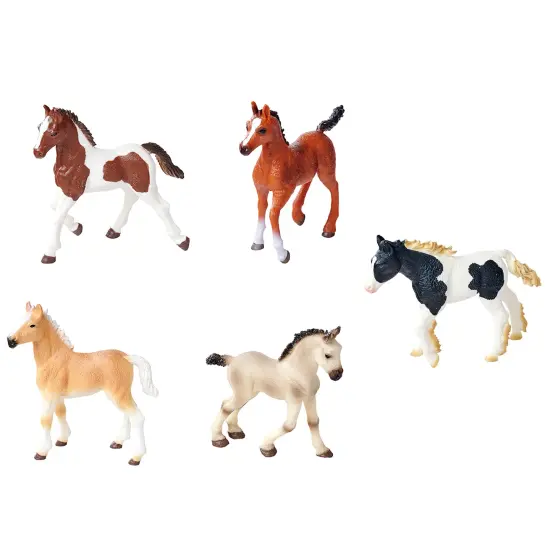 Simba Toys: Foals Set &ndash; 5 Detailed Horse Figurines, 3" Toy Animal Miniatures, Various Colors & Breeds, Collectible Figures, Nature World, Kids 3+ {1}