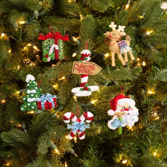 Bucilla Felt Ornaments Applique Kit Set Of 6-North Pole This Way {3}