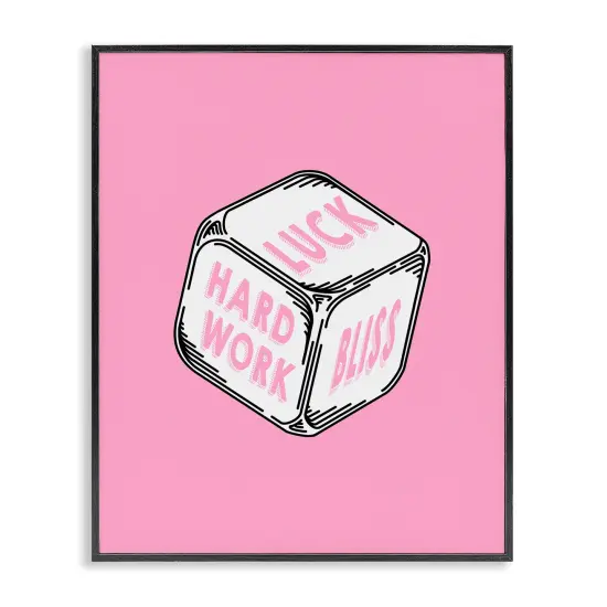 Stupell Industries Pastel Pink Lucky Dice Framed Giclee Wall Art Design by Graffi*tee Studios {1}
