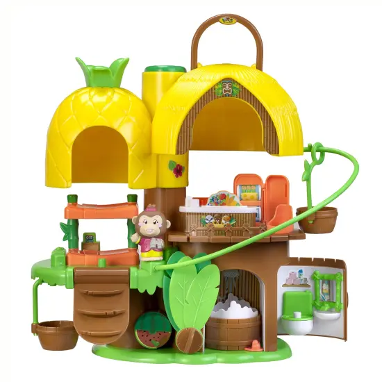Timber Tots: Tropical House - Multi-Level Tree House Playset, Monkey Animal Figurine, Zipline, Pop-Up & Reveal, Nature Toy, Kids & Toddlers 18Mo+ {1}