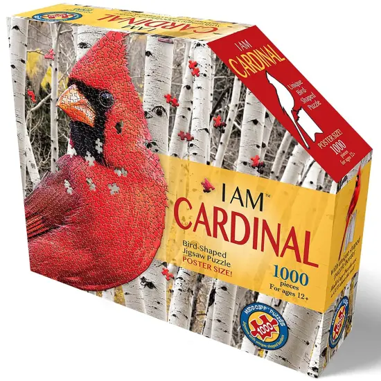 Madd Capp: I Am Cardinal - 1000 Piece Puzzle - Unique Bird-Shaped Jigsaw, 21x36" Assembled Size, Poster Reference, Edcuational Fun Fact Booklet {3}