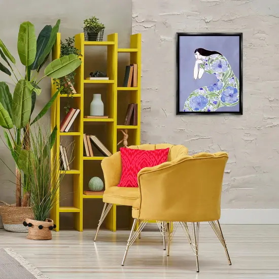 Stupell Industries Blue Floral Dress Floater Framed Canvas Wall Art Design by Melissa Wang  {2}