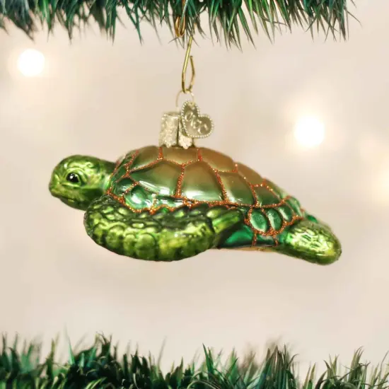 Old World Christmas 1.75 In Green Sea Turtle Tree Ornament , Ornament Ocean Tortoise {3}