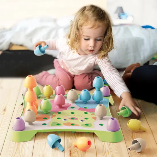 Quercetti: PlayEco+ Jumbo Peggy Evo - Pegs Stacking & Color Matching Toy, Illustrated Cards & Linking Boards, Animal & Vehicle Scenes, Toddler-Kid 2+ {5}