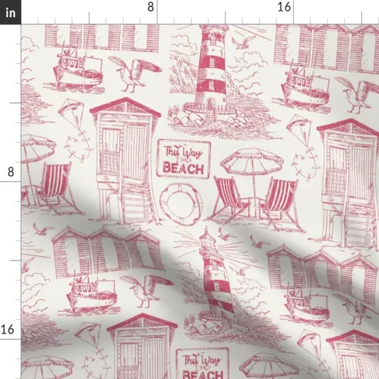 Various Fabrics by the Yard or Fat Quarter Seaside Lighthouse Beach Hut Deckchair Ocean Nautical Toile De Jouy Life Coastal Monochrome Sailing Custom Printed Fabric by Spoonflower {2}