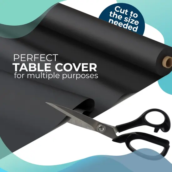 Exquisite Plastic Table Cover Roll &ndash; 40" x 100' Disposable Tablecloth Roll &ndash; Premium Thick 0.5 MIL Plastic Banquet Roll &ndash; Party Table Cover Roll for Events & Catering Black {5}