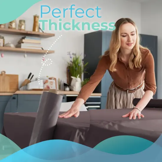 Exquisite Plastic Table Cover Roll &ndash; 40" x 300' Disposable Tablecloth Roll &ndash; Premium Thick 0.5 MIL Plastic Banquet Roll &ndash; Party Table Cover Roll for Events & Catering Brown {4}