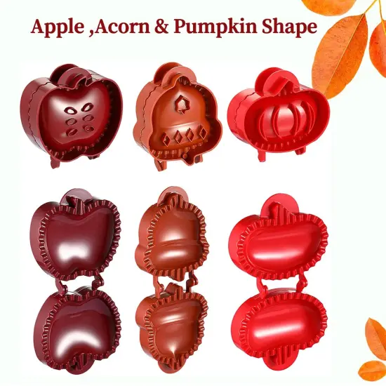 Mini Pie Molds Dough Presser Pocket Pie Molds for Baking, Party Potluck Hand Pie Molds Set of 3, Apple, Pumpkin and Acorn Shapes (Red) {6}