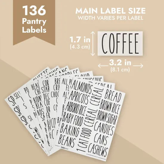 Talented Kitchen 136 Pantry Labels for Food Containers - Preprinted Black All-Caps on Clear Kitchen Food Labels for Organizing Storage Canisters & Jars (Water Resistant) {5}