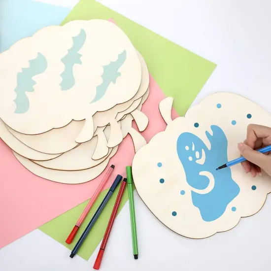 Large Wooden Pumpkin Shape Cutout - Unfinished Wood {2}