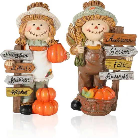 2-Pack Thanksgiving Scarecrow Figurines {1}