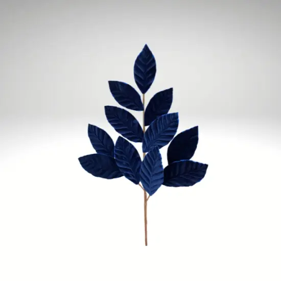 25" Navy Blue Velvet Magnolia Leaf Spray &ndash; Artificial Foliage Stem for Elegant Floral Designs & Decor-85361NVBL {2}