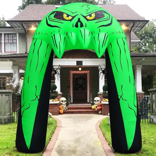 GOOSH 10 FT Halloween Inflatables Archway Blow Up Yard Monster Mouth Archway with Built-in LEDs {3}