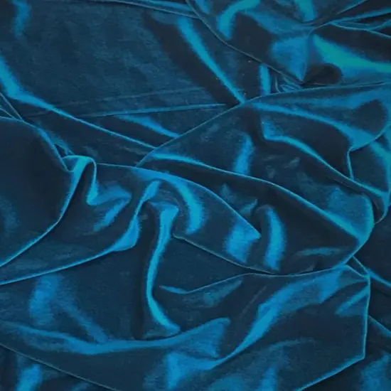 1 Yard Peacock Blue Stretch Velvet Fabric with Silky Texture and Flowing Drape for Sewing Projects 58/60 Inch Wide {3}