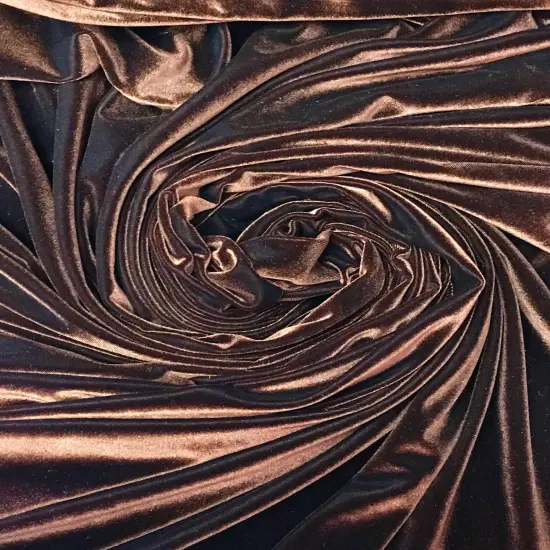 1 Yard Brown Luxe Stretch Velvet Fabric Soft, Shiny, Drapey Material for Dresses, Costumes 58'/60&rdquo; Wide {1}