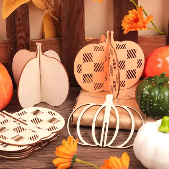 12Set 3D Pumpkin Wood Crafts to Paint, Thanksgiving Pumpkin Wood DIY {4}