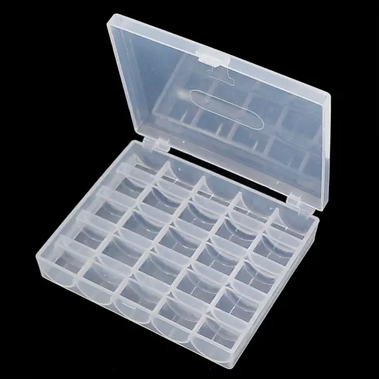 Bobbin Box, Bobbin Organizer Plastic Case, Transparent 25 Slots Empty Bobbins Spools Box, Sewing Craft Plastic Case Storage Box for Sewing Machine (1Pcs Box) {6}