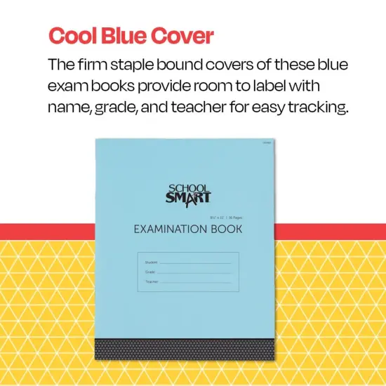 School Smart Examination Blue Book with 16 Pages, 8-1/2 x 11 Inches, Pack of 50 Books {4}